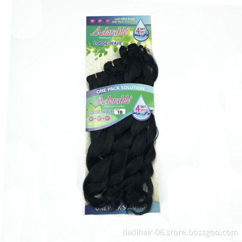 Adorable Wholesale heat resistant synthetic hair weft 4pcs 18"20"22" loose deep wave synthetic hair weaving free braid mixed